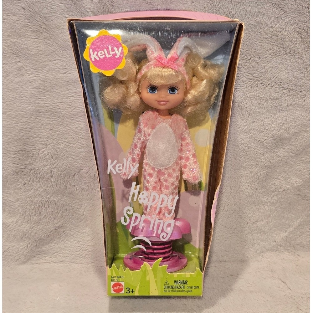 Vintage 2003 Mattel Barbie Kelly Hoppy Spring Bunny Doll B6476 NIB